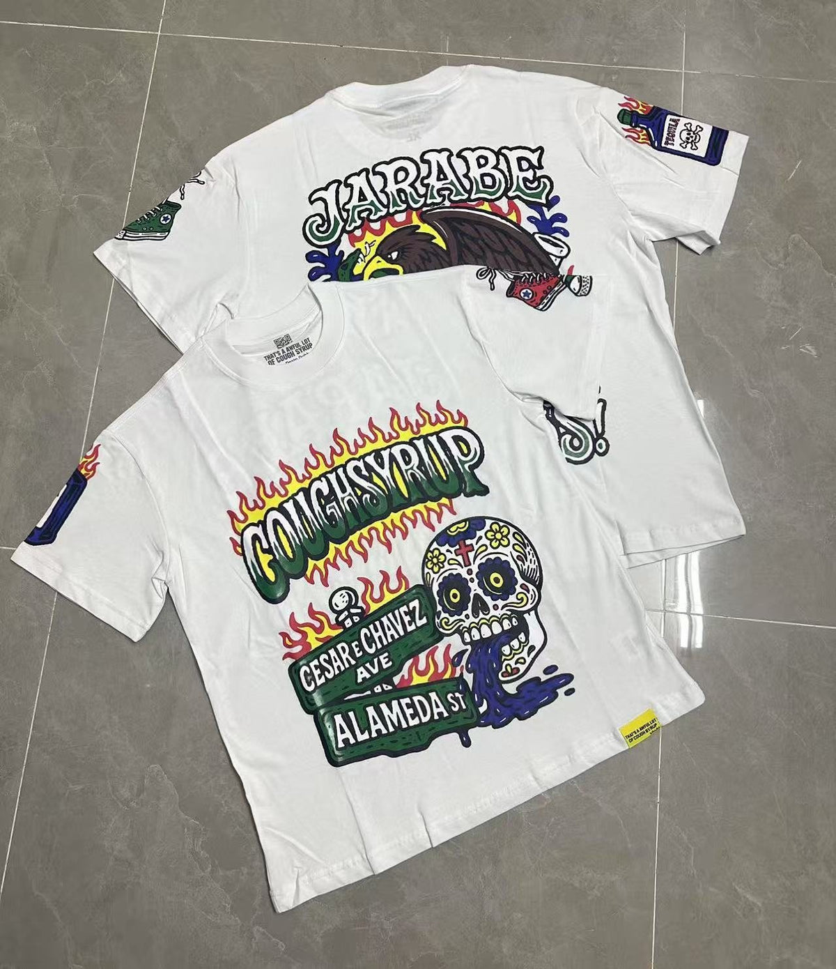 THAT'S A AWFUL LOT OF COUGH SYRUP Front & Back Graphic Short-Sleeve T-Shirt ¡ª context