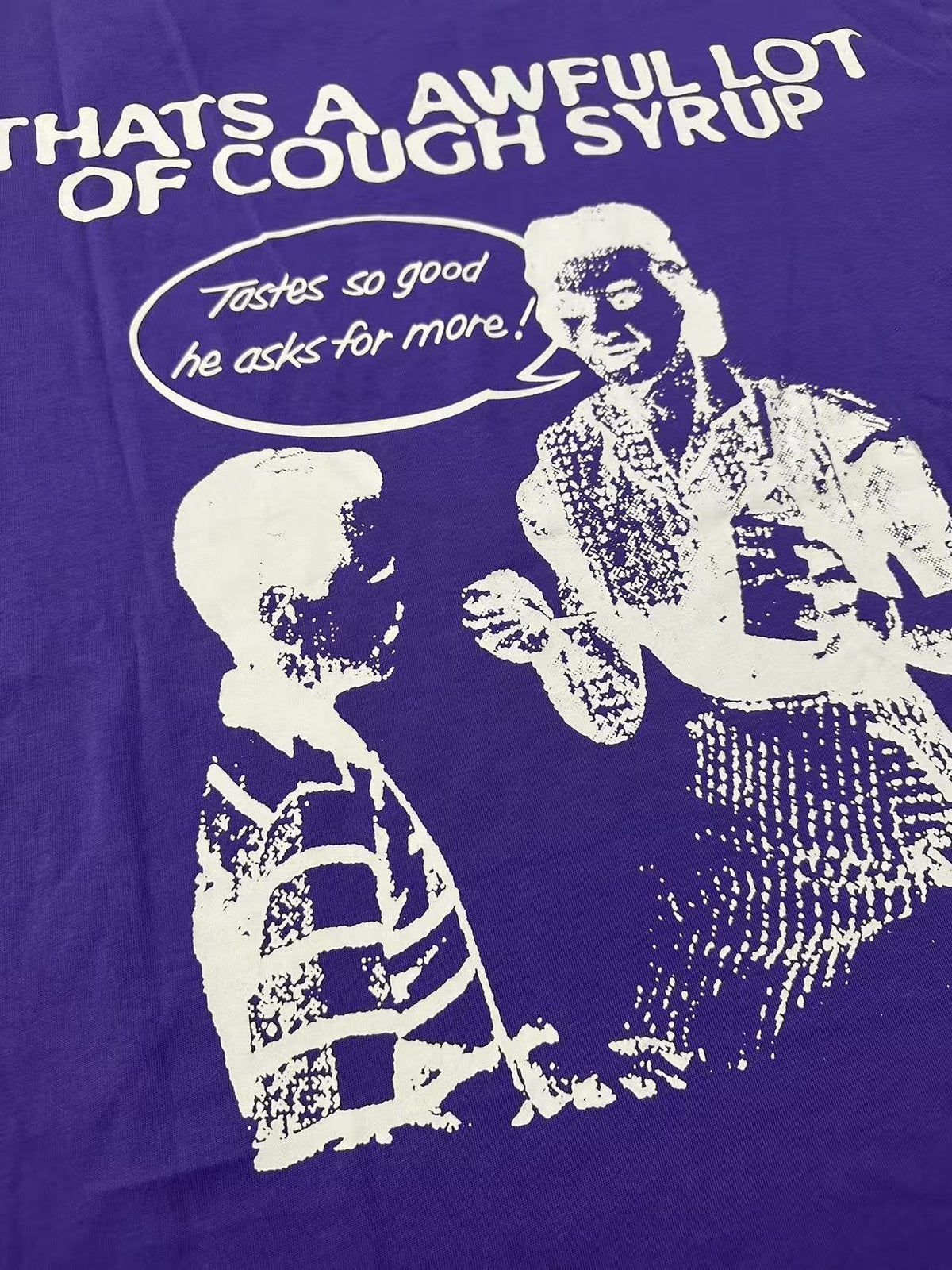 THAT'S A AWFUL LOT OF COUGH SYRUP Purple Front & Back Graphic T-Shirt ¡ª detail